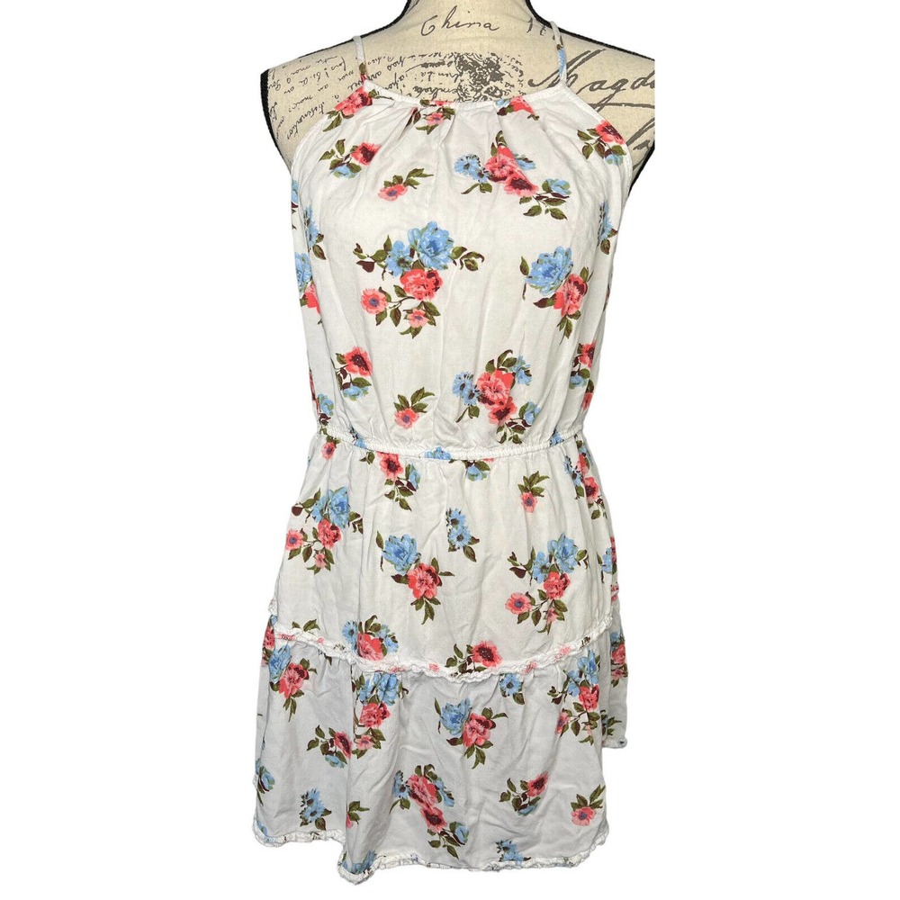 J For Justice Woman’s Floral Spaghetti Strap Halter Mini Dress Size L